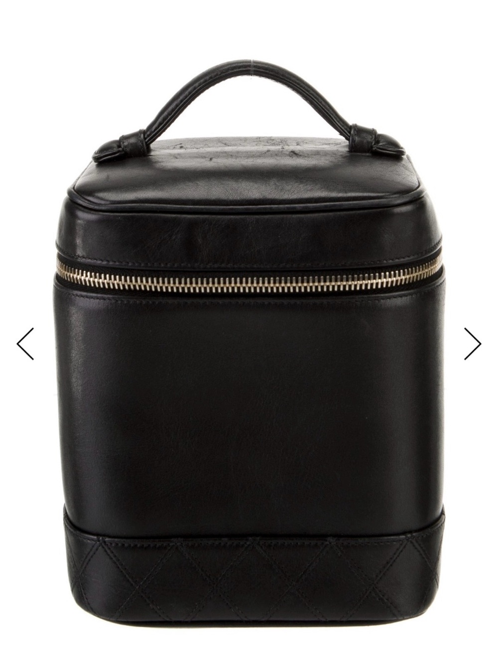 Chanel Black Leather Vanity Case with Top Handle